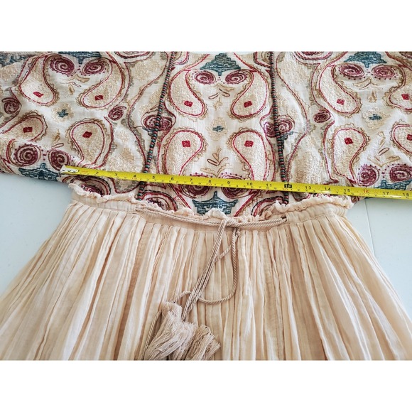 Free People S Mesa Embroidered Cut-Out Midi Dress Beaded Tassels Bohemian Boho - Picture 15 of 16